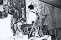 Diego Painting his Fresco at New Workers School, New York City, 1933