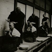 Horace Bristol, Shaving Heads of Monks in Monastery, Japan, 1947