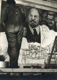 Diego Rivera Painting the Unity Panel, 1933
