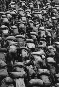 Sebastiao Salgado - Backs Climbing Ladders in the gold mine of Serra Pelada, Brazil, 1986