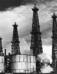 Wooden Derrick & Tanks, from Oil in California, 1933