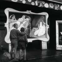 Boys Looking at Poster Outside Burlesque Theater, Japan, 1948