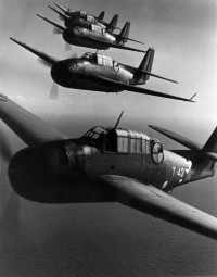 Torpedo Planes in Formation over Carrier during Invasion of North Africa, 1942