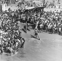 Crowd at Huntington Beach Surf Contest, 1964