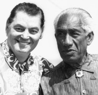 Duke Hahanamoku and Johnny Weismuller Olympic Medal Winners, Huntington Beach, circa 1963