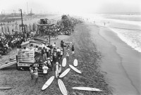 Huntington Beach Staging Area Surf Contestants, circa 1963