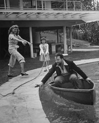 Peter Stackpole, Orson Welles, Rita Hayworth and their Daughter, c1945