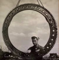 Sailor Working on Huge Gear (Pearl Harbor), 1943