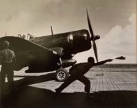 Clearing Plane for take-off on Carrier Deck, 1944