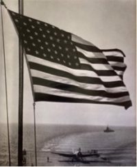 Plane Landing on Carrier after Bombing Morocco, AKA Flag over Carrier Deck, 1942